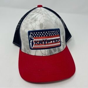 Kyrptek Red and Blue Snakeskin USA Trucker SnapBack Hat